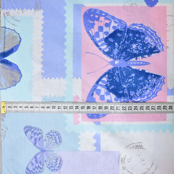 Ткань бязь ранфорс для постельного белья 2,4 м V-G10809/4 баттерфляй лілова, Фауна, фото 3