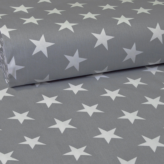 Ткань бязь ранфорс для постельного белья 2,4 м XXL звезда белая на сером, фото 1 Ткань бязь ранфорс для постельного белья 2,4 м XXL звезда белая на сером, фото 1