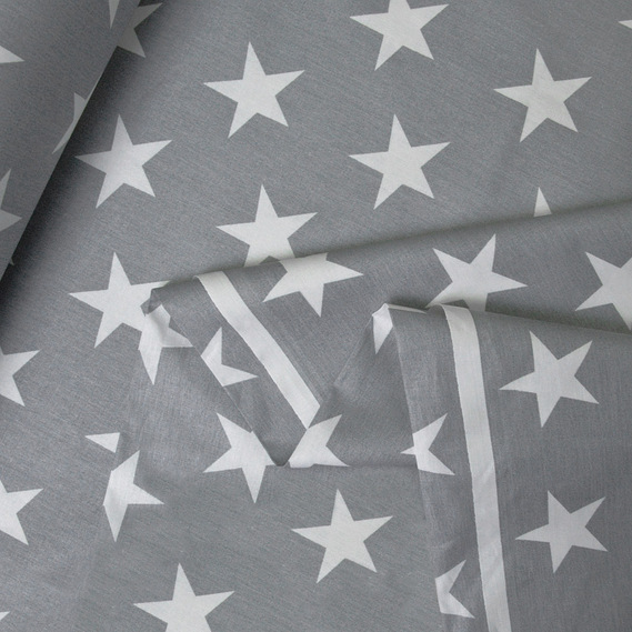 Ткань бязь ранфорс для постельного белья 2,4 м XXL звезда белая на сером, фото 2 Ткань бязь ранфорс для постельного белья 2,4 м XXL звезда белая на сером, фото 2