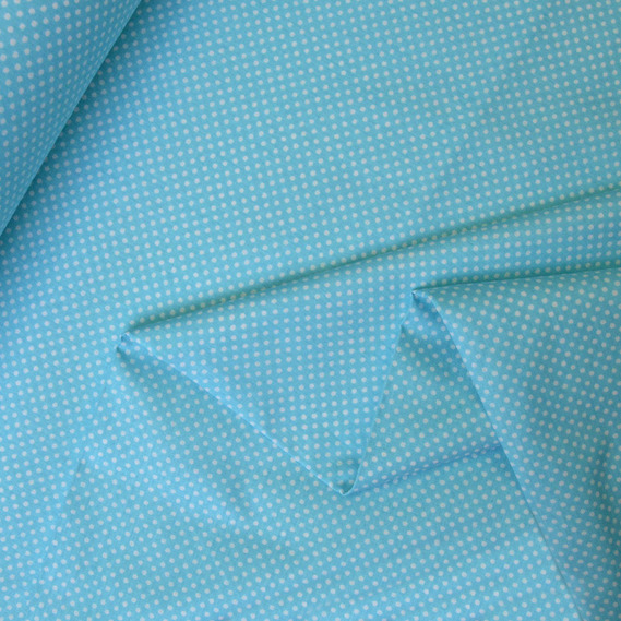 Ткань бязь ранфорс для постельного белья 2,4 м v-35 горошок бірюзовий , фото 2