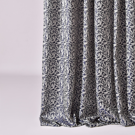 Тканина портьєрна жакардова Аполінарія, шторна тканина, тканина для штор, штори, портьєри, гардіни, тканина для гардин V-501 темно синій, фото 1