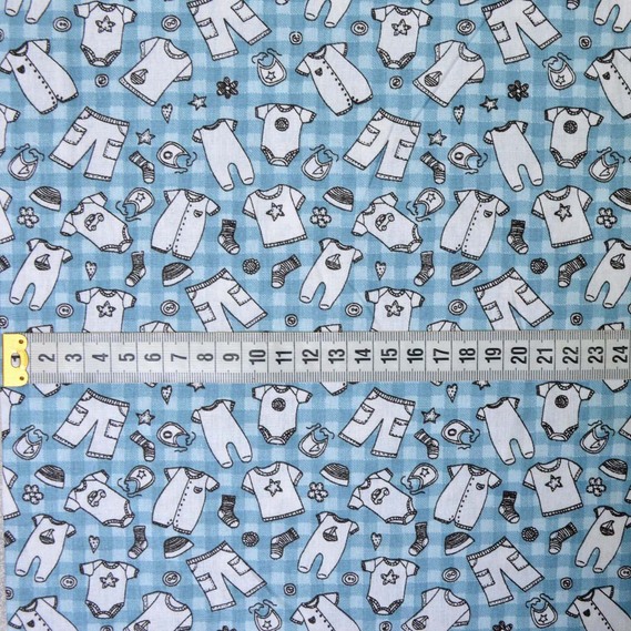 Ткань бязь ранфорс для постельного белья 2,4 м V-G3533/9 одяг блакитний, фото 3