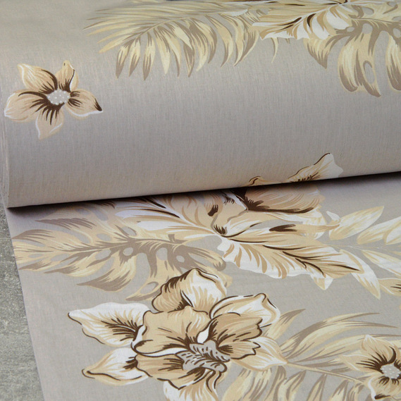 Тканина бязь ранфорс для постільної білизни 2,4 м V-G6788/3 монстера сіро/беж, фото 1