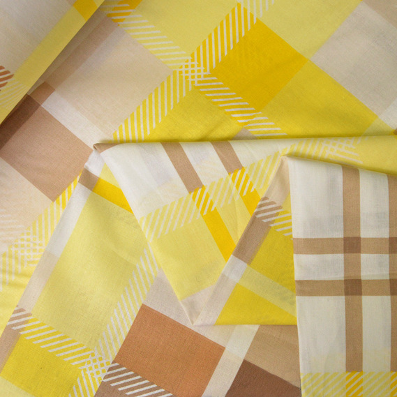 Тканина бязь ранфорс для постільної білизни 2,4 м V-11735/13 клітина жовта/беж, фото 2 Тканина бязь ранфорс для постільної білизни 2,4 м V-11735/13 клітина жовта/беж, фото 2