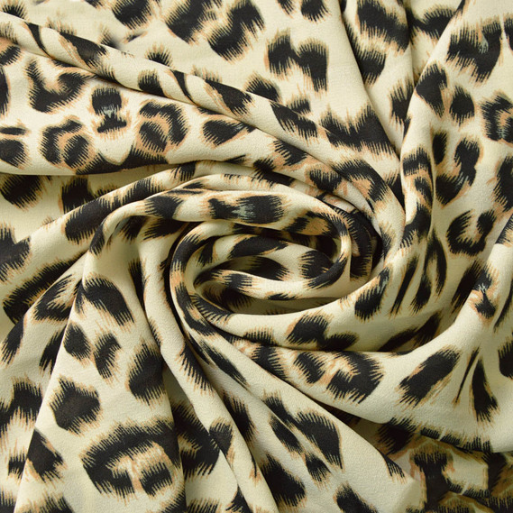Шифон креп Гламур леопард молоко, Анімалістичний, фото 1