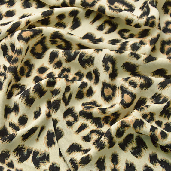 Шифон креп Гламур леопард молоко, Анімалістичний, фото 2