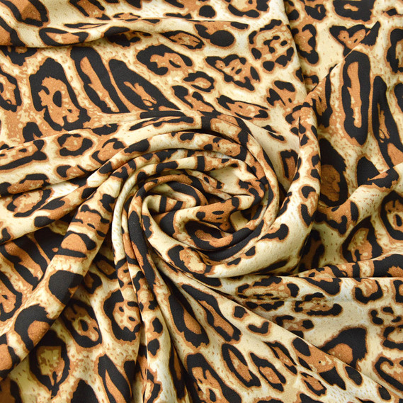 Шифон креп Гламур ягуар беж, Анімалістичний, фото 1