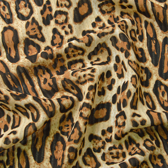 Шифон креп Гламур ягуар/смуга беж, Анімалістичний, фото 2