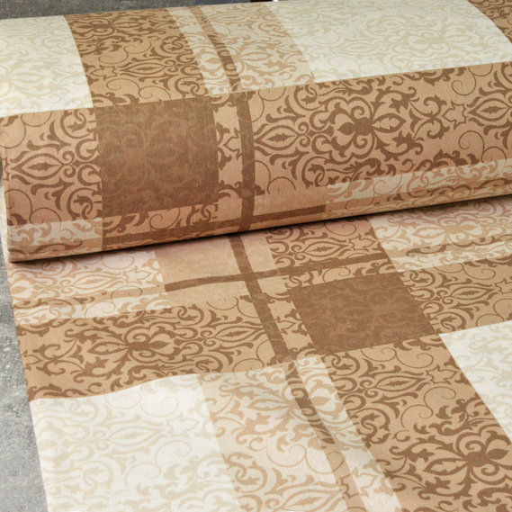 Тканина бязь ранфорс для постільної білизни 2,4 м V-G4589/1 печворк беж, фото 1