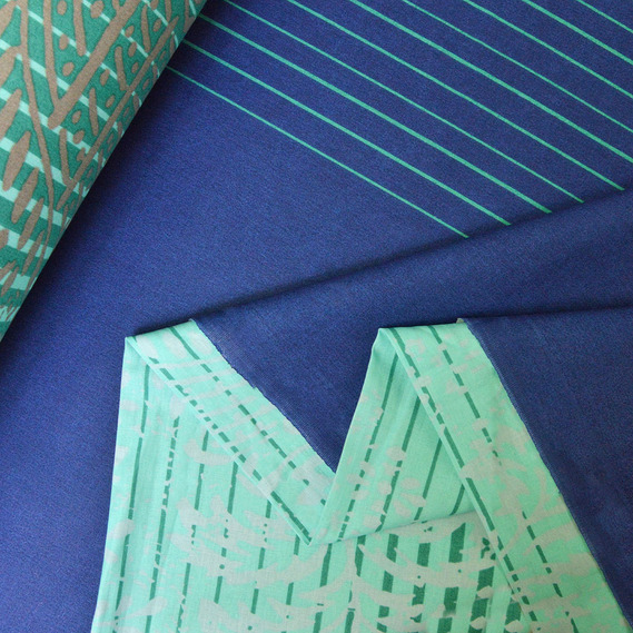 Ткань бязь ранфорс для постельного белья 2,4 м V-76129 амазонка бірюза, фото 2