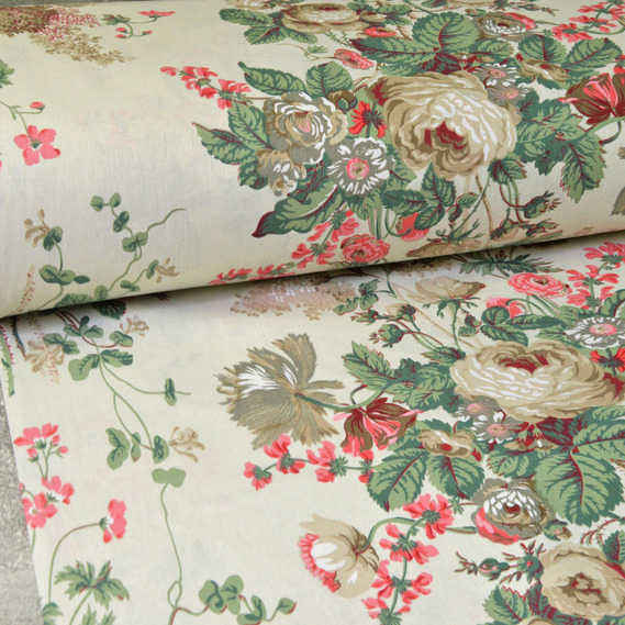 Ткань бязь ранфорс для постельного белья 2,4 м V-G12803/48 троянди сірі, фото 1