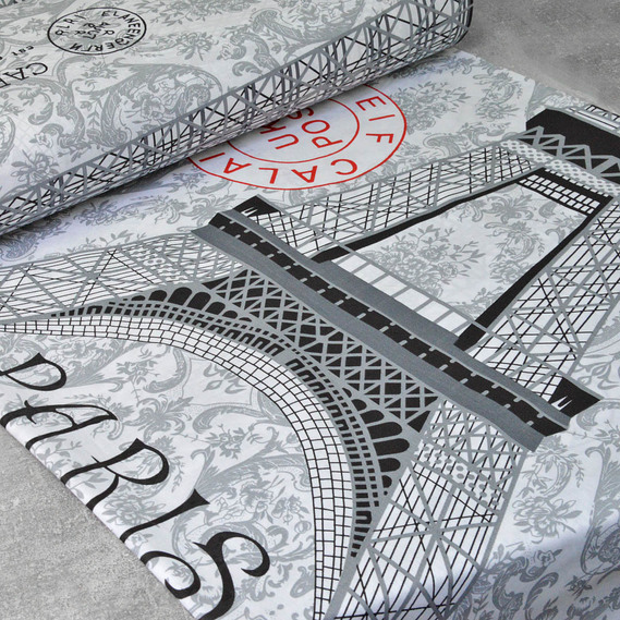 Тканина бязь ранфорс для постільної білизни 2,4 м V-G5640/2 Париж сірий, фото 1