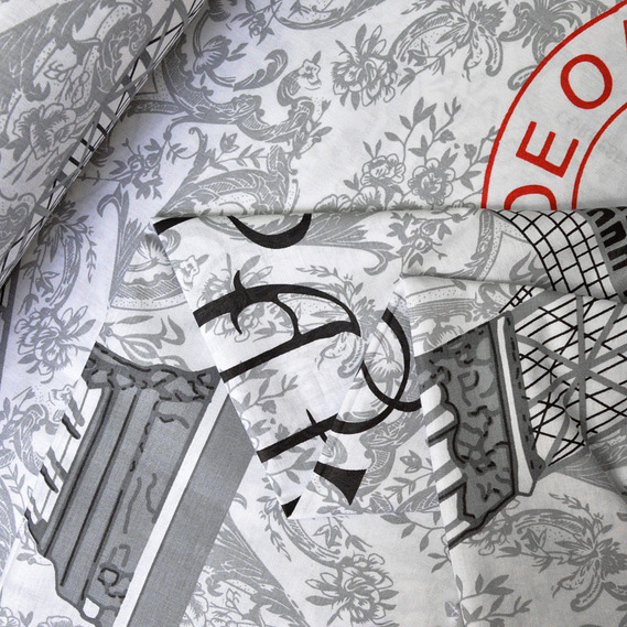 Тканина бязь ранфорс для постільної білизни 2,4 м V-G5640/2 Париж сірий, фото 2