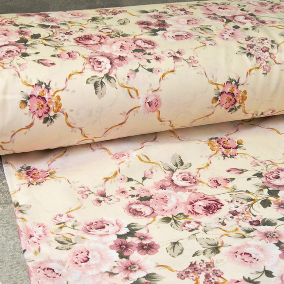 Тканина сатин набивний V-125617/1 Анжеліка пудра, фото 1