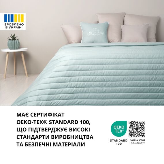 Reversible quilt 220x240 cm Lux IDEIA microfiber, quilted, hypoallergenic м`ята/св.сірий, фото 9