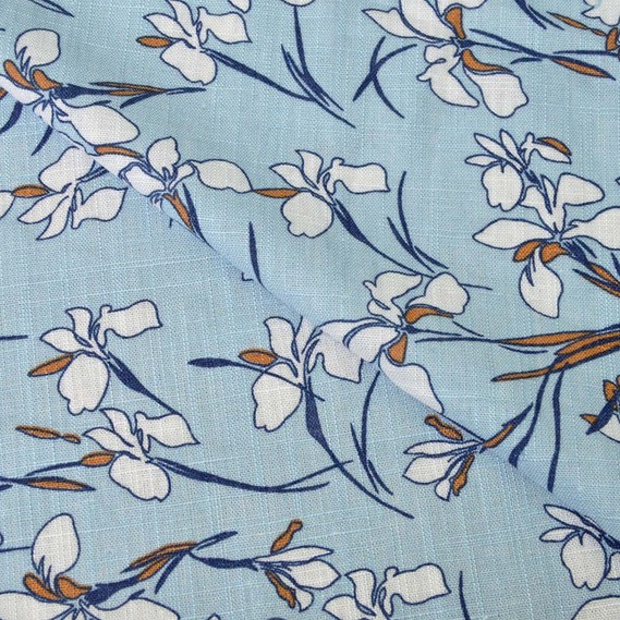 Льон принт Забава V-12/1 пролісок неб. блак, Квітковий, фото 2