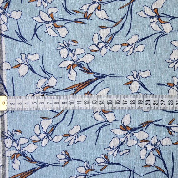 Льон принт Забава V-12/1 пролісок неб. блак, Квітковий, фото 3