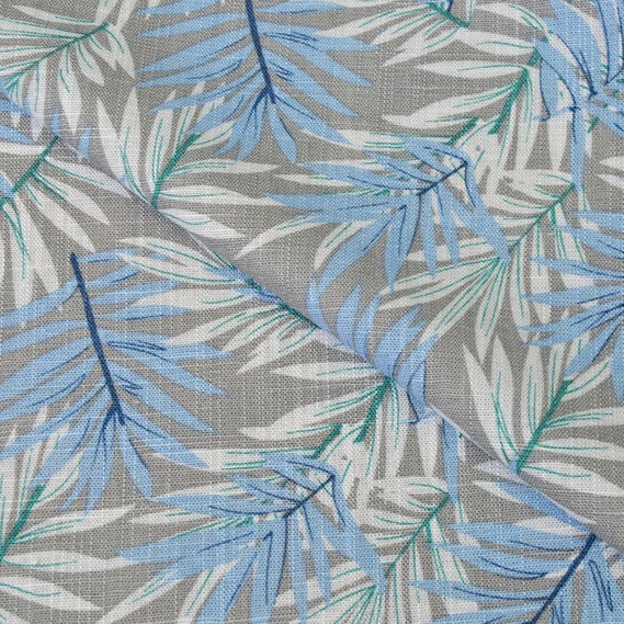 Льон принт Забава V-23/1 папороть сірий, Флора, фото 2