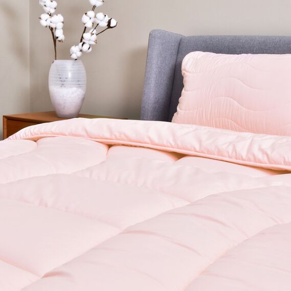 Набір Tropical IDEIA полуторний ковдра 140х210 см + подушка 50х70 см, антиалергійний, всесезонний пудра, фото 13