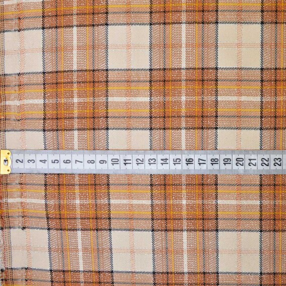 Костюмна Клітина металік 150 см, 222 г/м², Клітка, Шотландка, костюмка V-3/1 крем/коричнева, фото 3