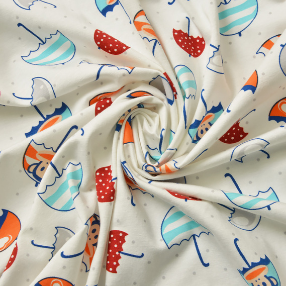 Трикотаж вискоза детский парасольки блак/помаранч, Дитячий, фото 1 Трикотаж вискоза детский парасольки блак/помаранч, Дитячий, фото 1