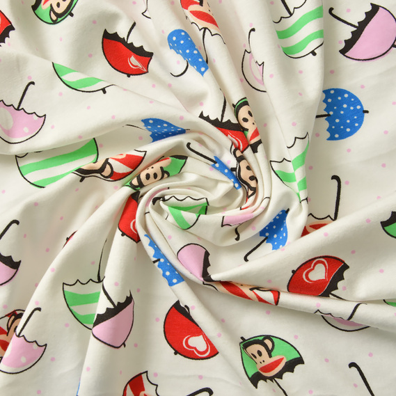 Трикотаж вискоза детский парасольки бірюза/рожевий, Дитячий, фото 1