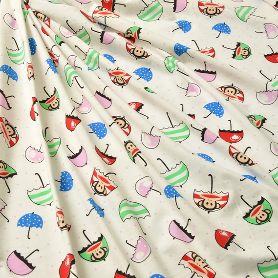 Трикотаж вискоза детский парасольки бірюза/рожевий, Дитячий, фото 2