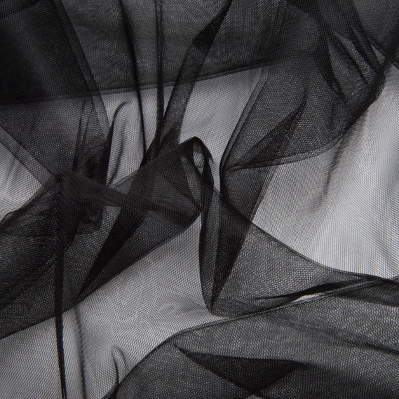 Ткань фатин евро 300 см 15 гр/м2 легкая декоративная для платьев, костюмов, декора  V-H52 чорний, фото 2