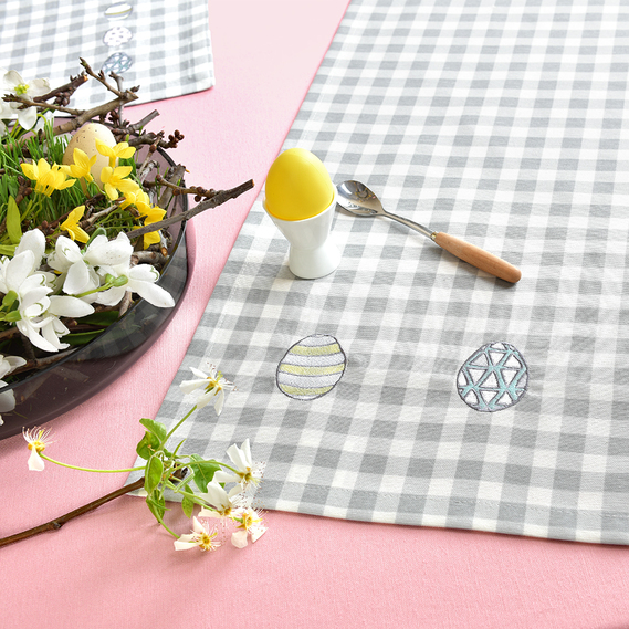 Наскатерник Пасха TM IDEIA 40х150 см клітинка сіра, фото 1