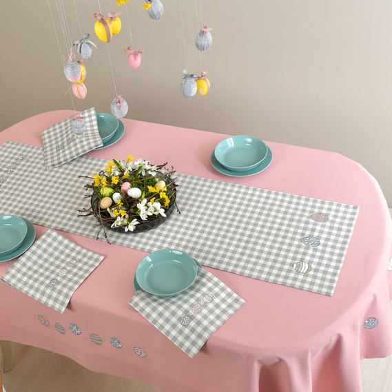 Наскатерник Пасха TM IDEIA 40х150 см клітинка сіра, фото 4