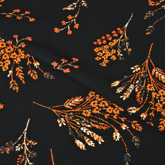 Штапель-твил колосок чорний, Флора, фото 2