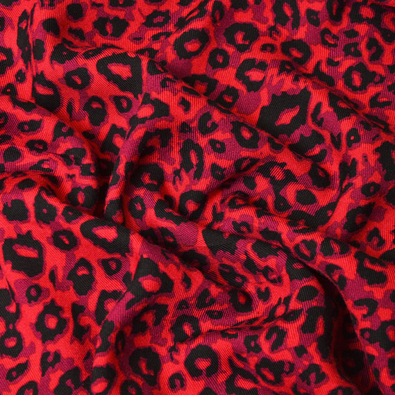 Штапель-твіл лео яскр корал, фото 1