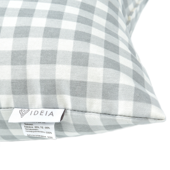 Подушка декоративна Великдень з вишивкою ТМ IDEIA 43х43 см клітинка сіра, фото 4