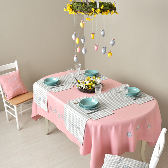 Подушка декоративна Великдень з вишивкою ТМ IDEIA 43х43 см клітинка сіра, фото 5