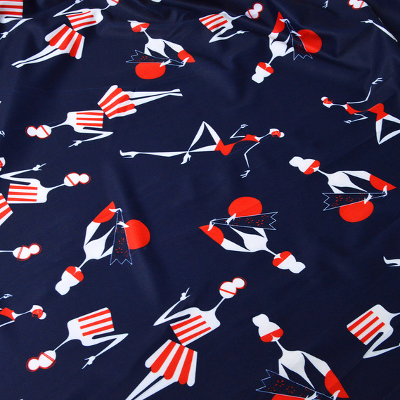 Тканина трикотаж Біфлекс 150 см, еластична для купальників, леггінсов, спортивного одягу модниці т/синій, фото 1