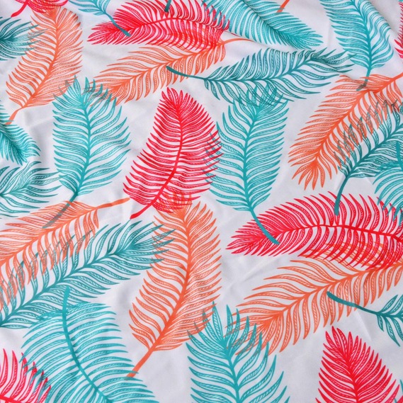 Ткань трикотаж Бифлекс 150 см, эластичная для купальников, леггинсов, спортивной одежды лисття бірюза/червоний, фото 1