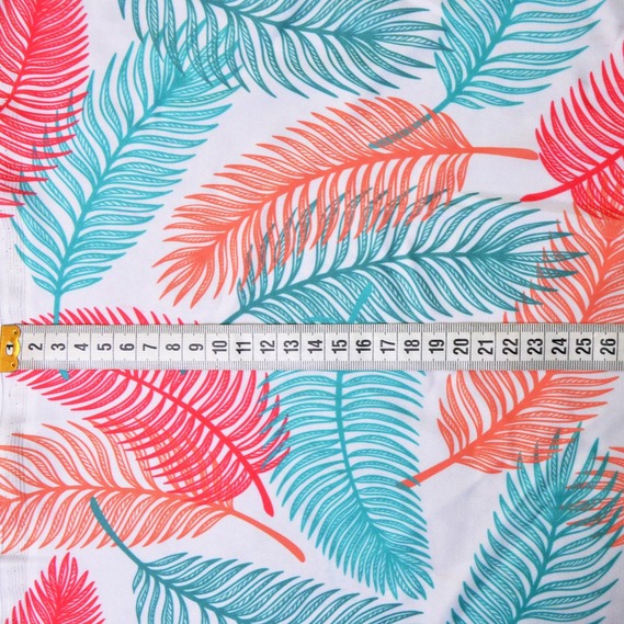 Ткань трикотаж Бифлекс 150 см, эластичная для купальников, леггинсов, спортивной одежды лисття бірюза/червоний, фото 3