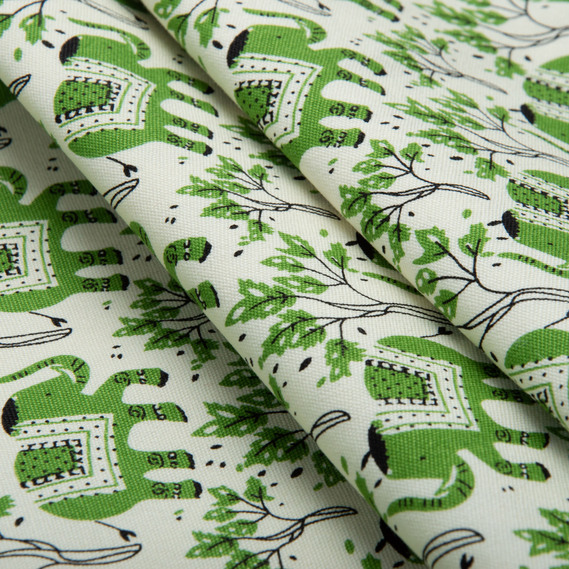 Ткань декоративная хлопок слоники зелена, Дитячий, фото 2 Ткань декоративная хлопок слоники зелена, Дитячий, фото 2