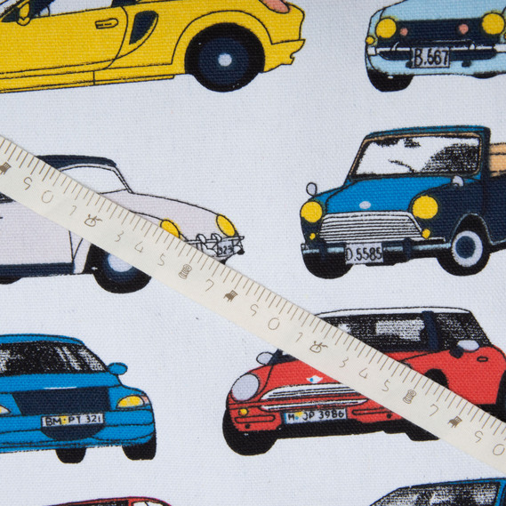 Тканина декоративная бавовна автомобілі біла, Дитячий, фото 3