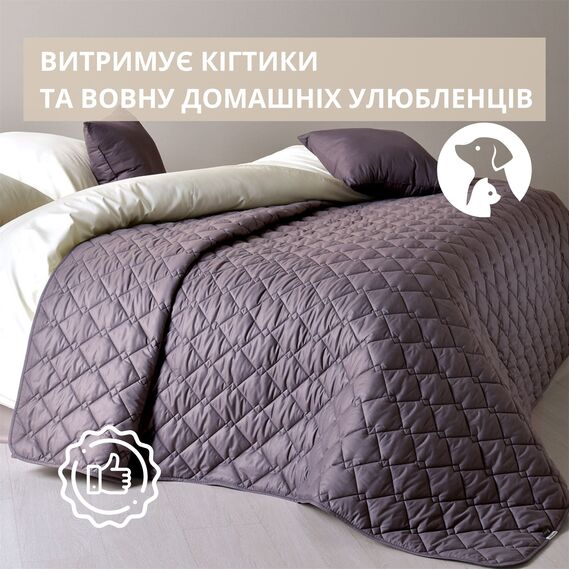 Double-sided blanket Style Cube IDEIA 210x240 cm, durable fabric stitching, anti-allergenic fiber шоколад/беж, фото 6