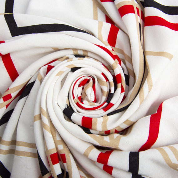 Ткань штапель румба білий/червоний, фото 1