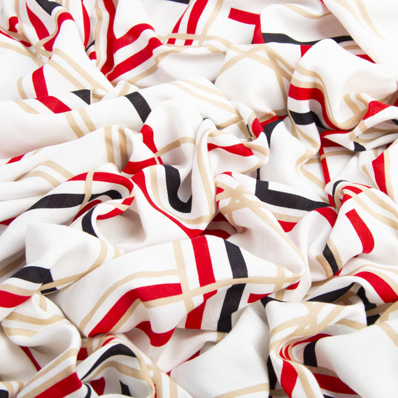 Ткань штапель румба білий/червоний, фото 2