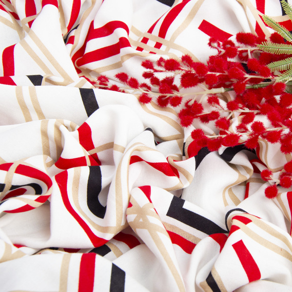 Ткань штапель румба білий/червоний, фото 3