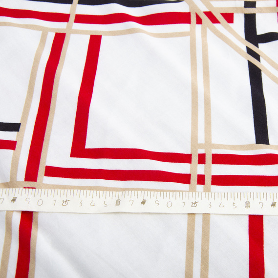 Ткань штапель румба білий/червоний, фото 4