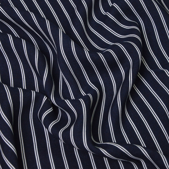 Тканина штапель смужки т.синій/білий, Смуга, фото 2