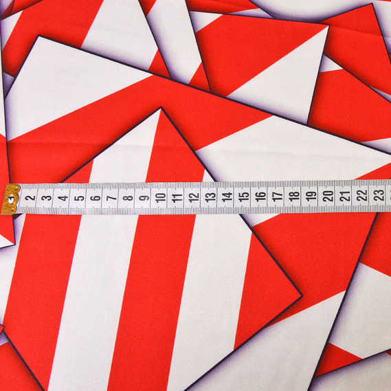 Атлас стрейч Геометрія червоно/білий, фото 2 Атлас стрейч Геометрія червоно/білий, фото 2