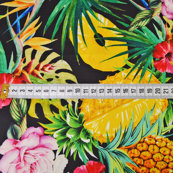 Атлас D&G квіти/ананас чорний, фото 2