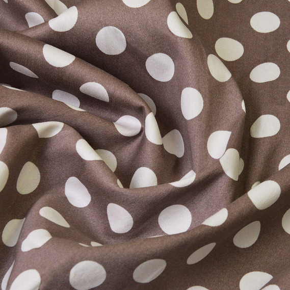 Fabric cotton-satin Peas сіро/беж, фото 2