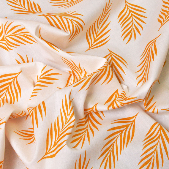 Тканина поплін стрейч листок гірчиця, Флора, фото 2