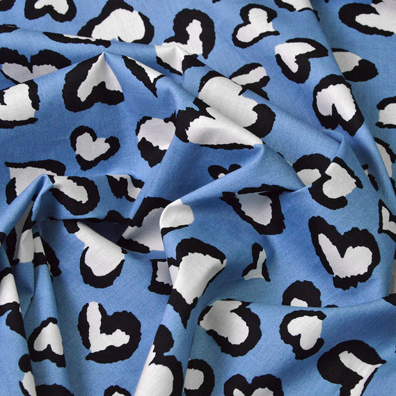 Ткань поплин стрейч сердечка денім, фото 2